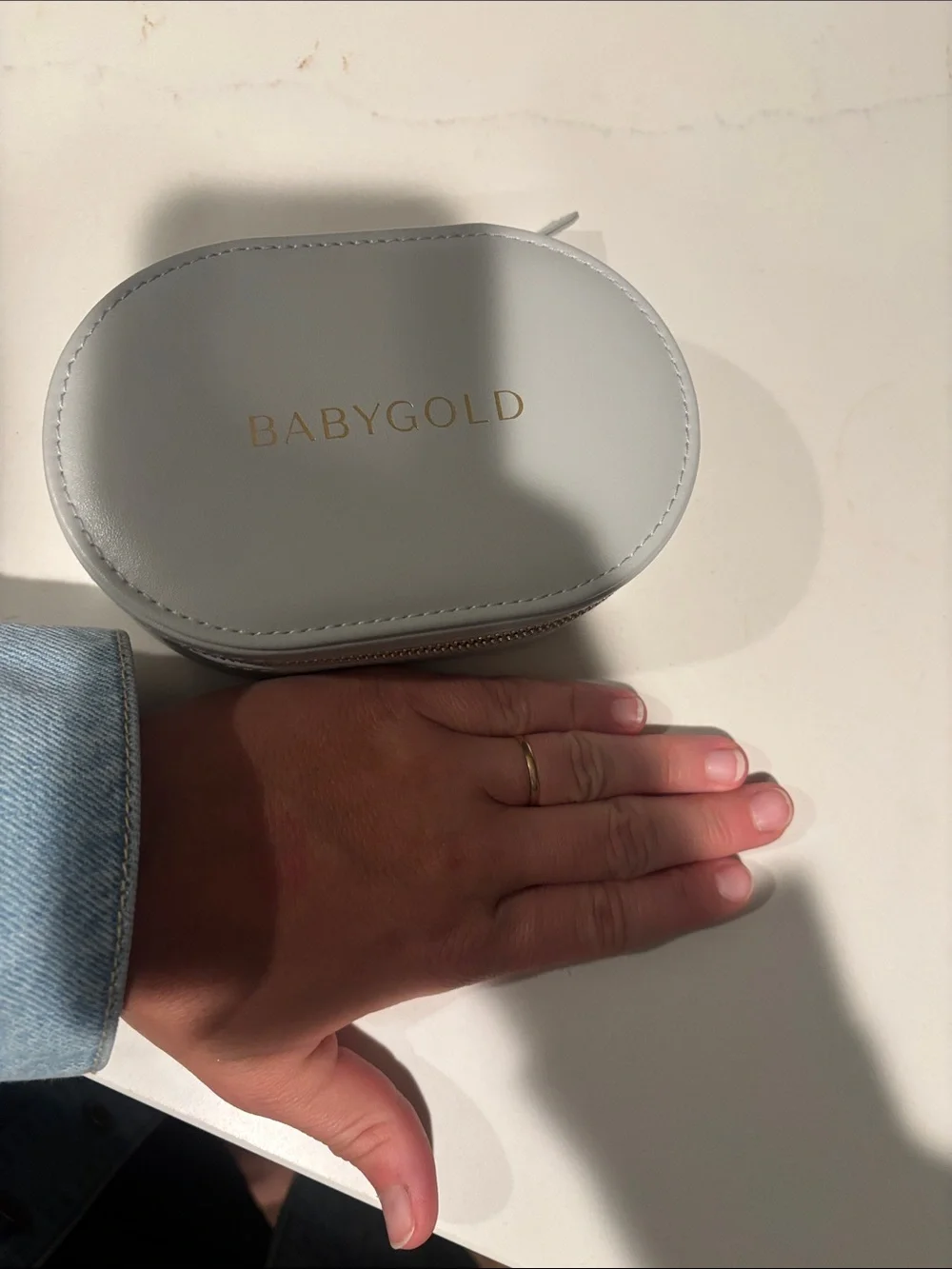 BABYGOLD Gray Travel Jewelry Case with Zipper
